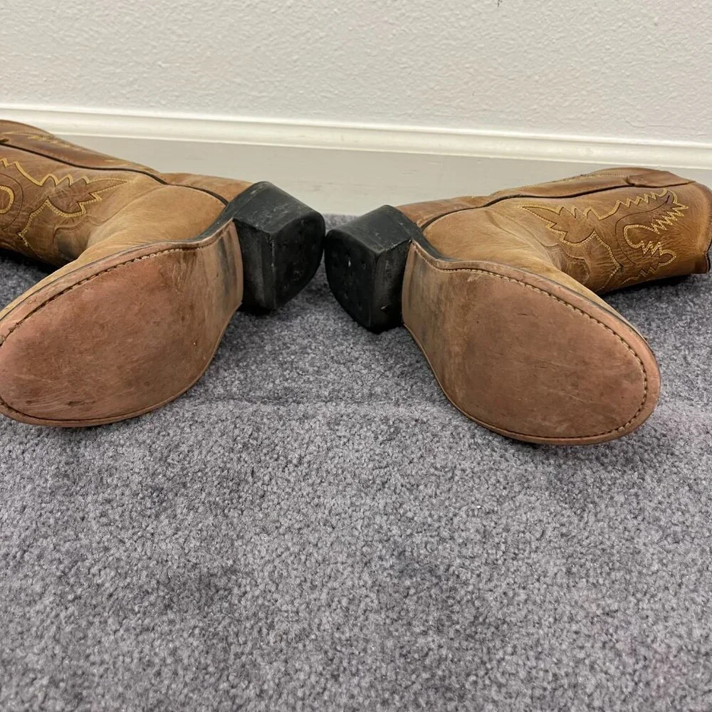 Old West | Kids Tan Brown Corona Calf Leather Boots, size 4.5